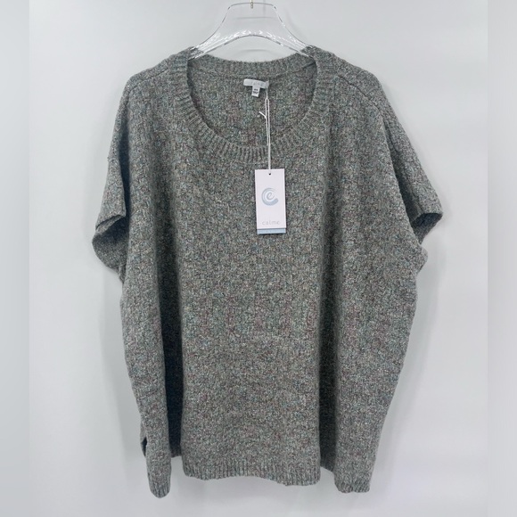 Johnny Was‎ Calme Basket Weave Knit Poncho Sweater Sage Green One Size NWT - Picture 4 of 11